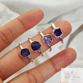 Dainty Raw Amethyst Ring, Amethyst Raw Stone Jewelry, Sterling Silver Plated Ring, Minimalist Ring, Raw Crystal Ring, Delicate Ring, Gift